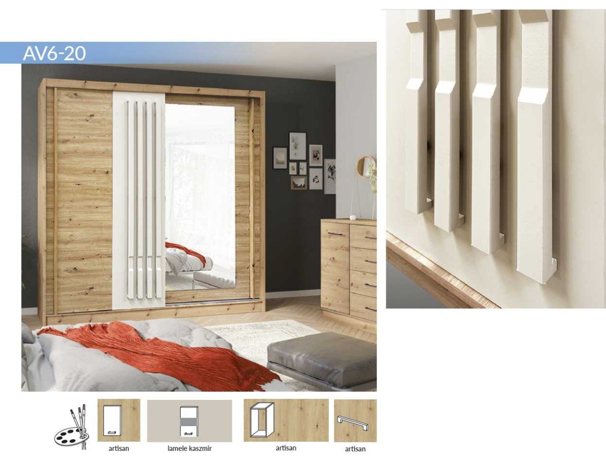 Cashmere sliding wardrobe with mirror Avantgarde AV6-200 cm - Image 3