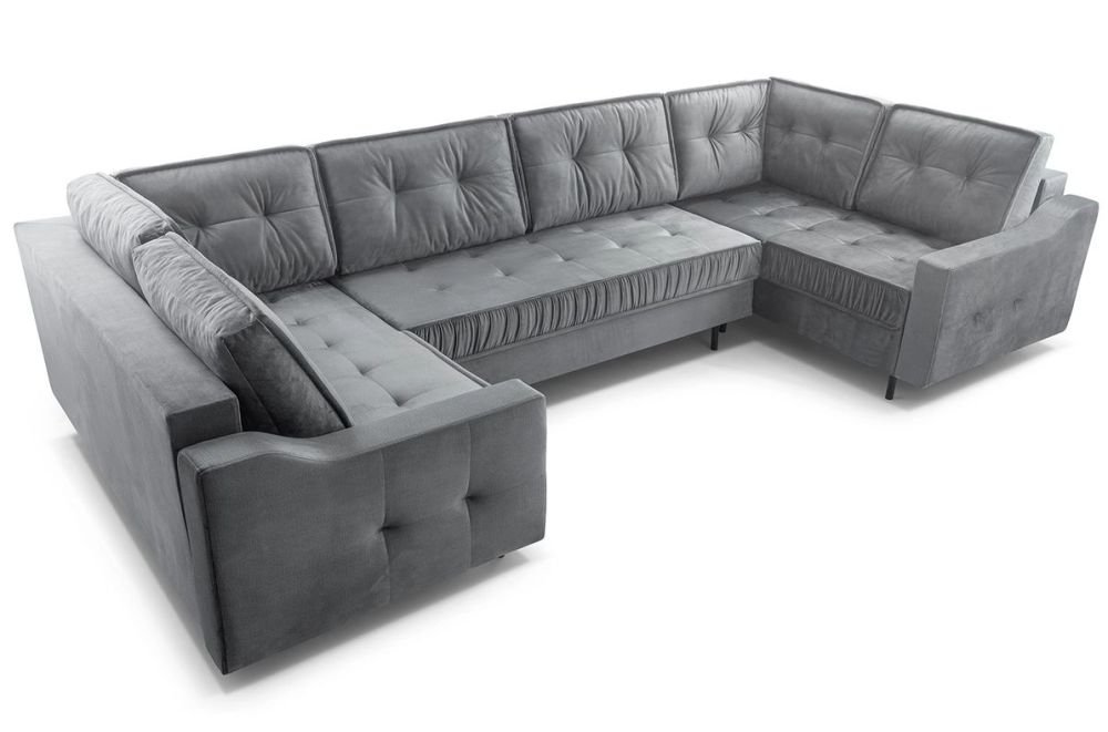 Akita U-shaped corner sofa bed with ruffles - Image 5