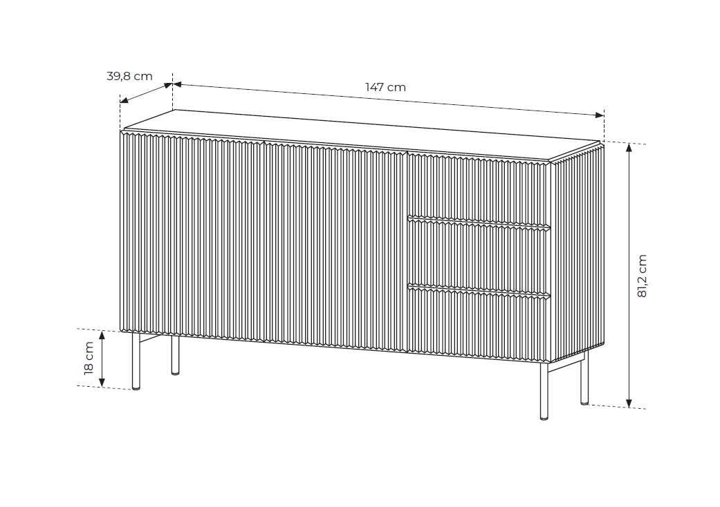 Chest of drawers with multi-faceted facades MUTI147 2D3S cashmere - Image 7