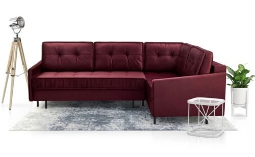 Corner sofa with ruffles in Alaskan style