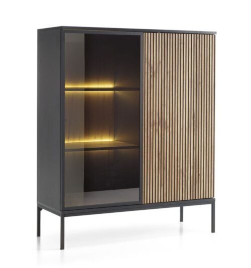 Low, ornate loft-style display cabinet with lighting Sento WT104