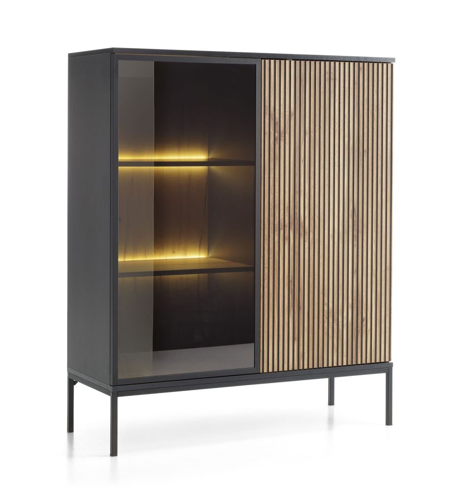 Low, ornate loft-style display cabinet with lighting Sento WT104
