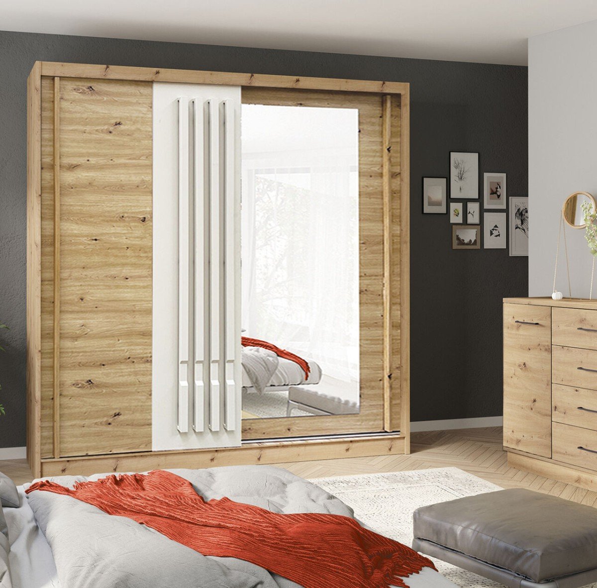 Cashmere sliding wardrobe with mirror Avantgarde AV6-200 cm