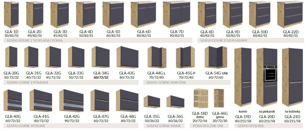 Wall cabinet 70/40 cm corner Glamour GLA-45GP - Image 7