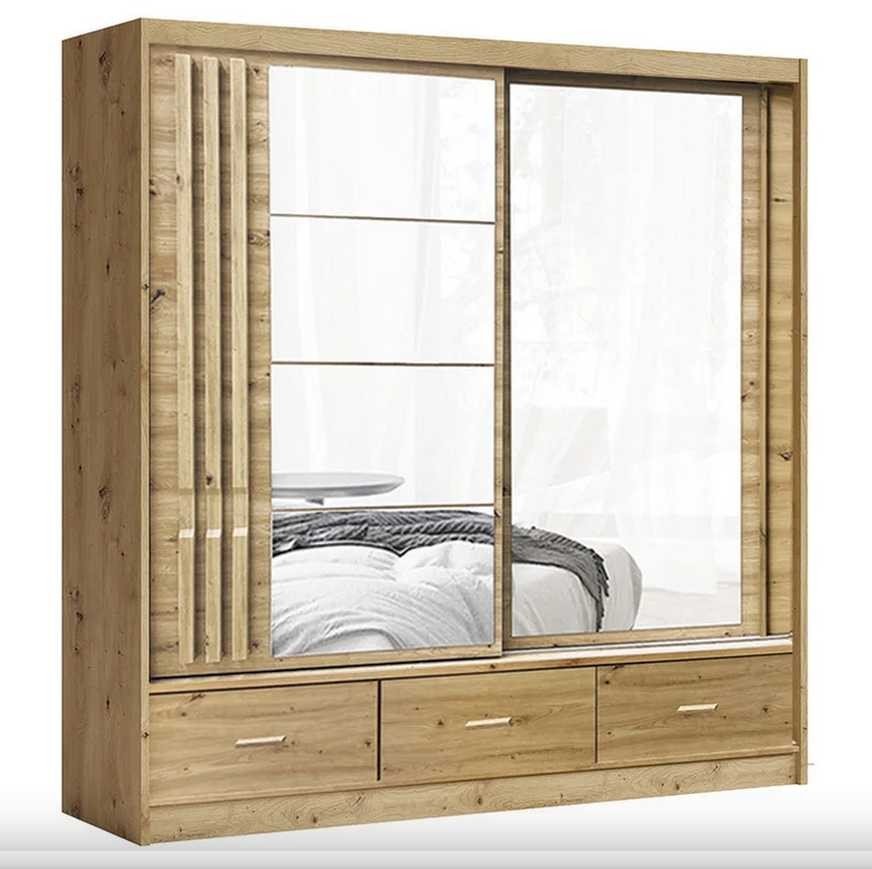Sliding wardrobe with mirror strips and drawers, Canada CA3-200 - Image 2