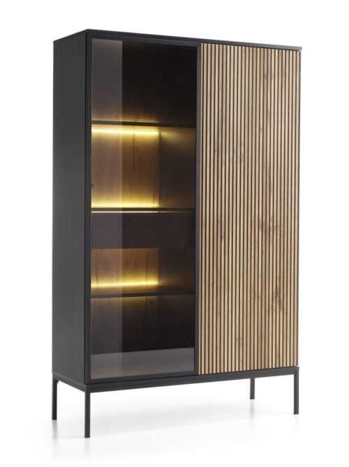 Tall, charming loft-style display cabinet with lighting Sento WTSZ104