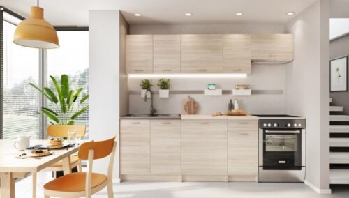 “Mela” kitchen 180–240 cm, sonoma oak color, with countertops – SPECIAL OFFER