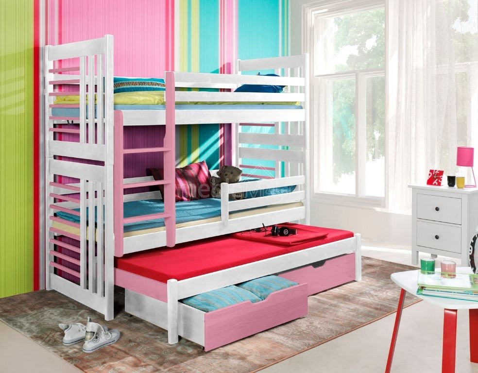 ROLAND III triple bunk bed with drawers 90x200 cm - Image 3