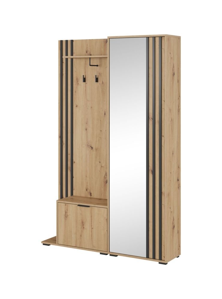 Nelly wardrobe with grille, oak imitation - black - Image 3