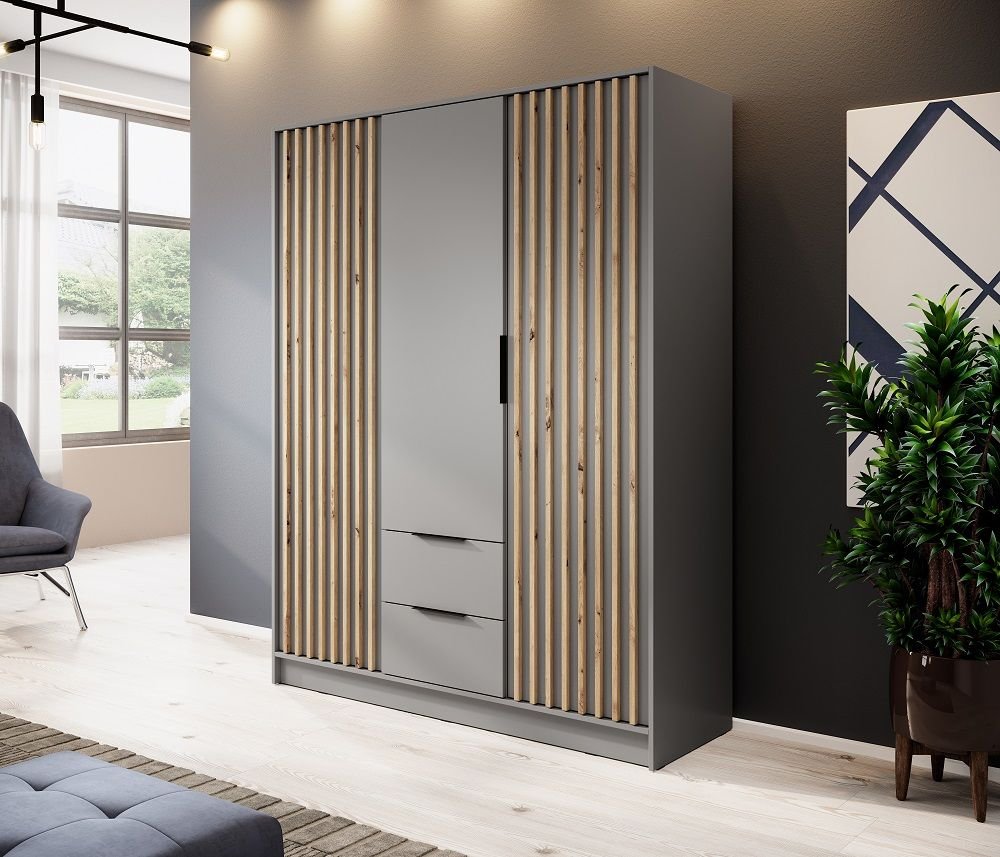 Nelly 3D wardrobe with grille, gray