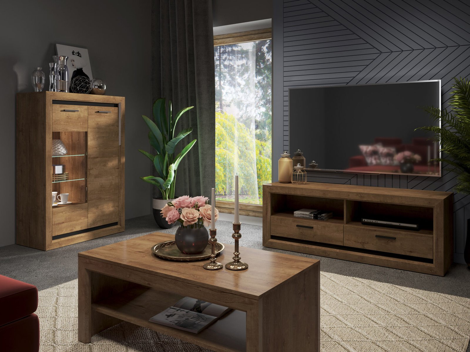 BALTICA 08-01 lefkas oak/black chest of drawers - Image 3