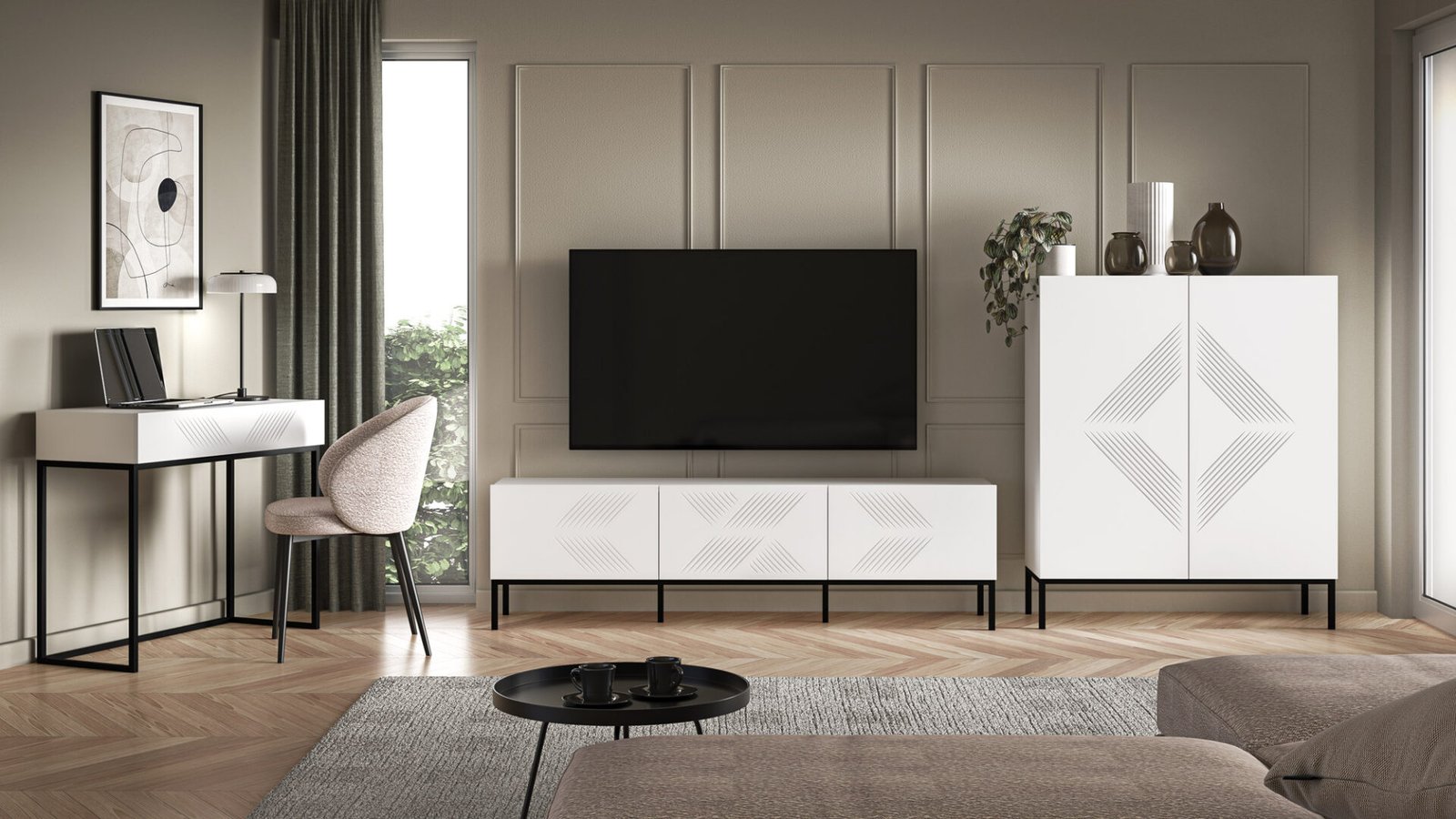 Clearing 04 Alpine White / Gold Leg – 3K TV Cabinet - Image 10