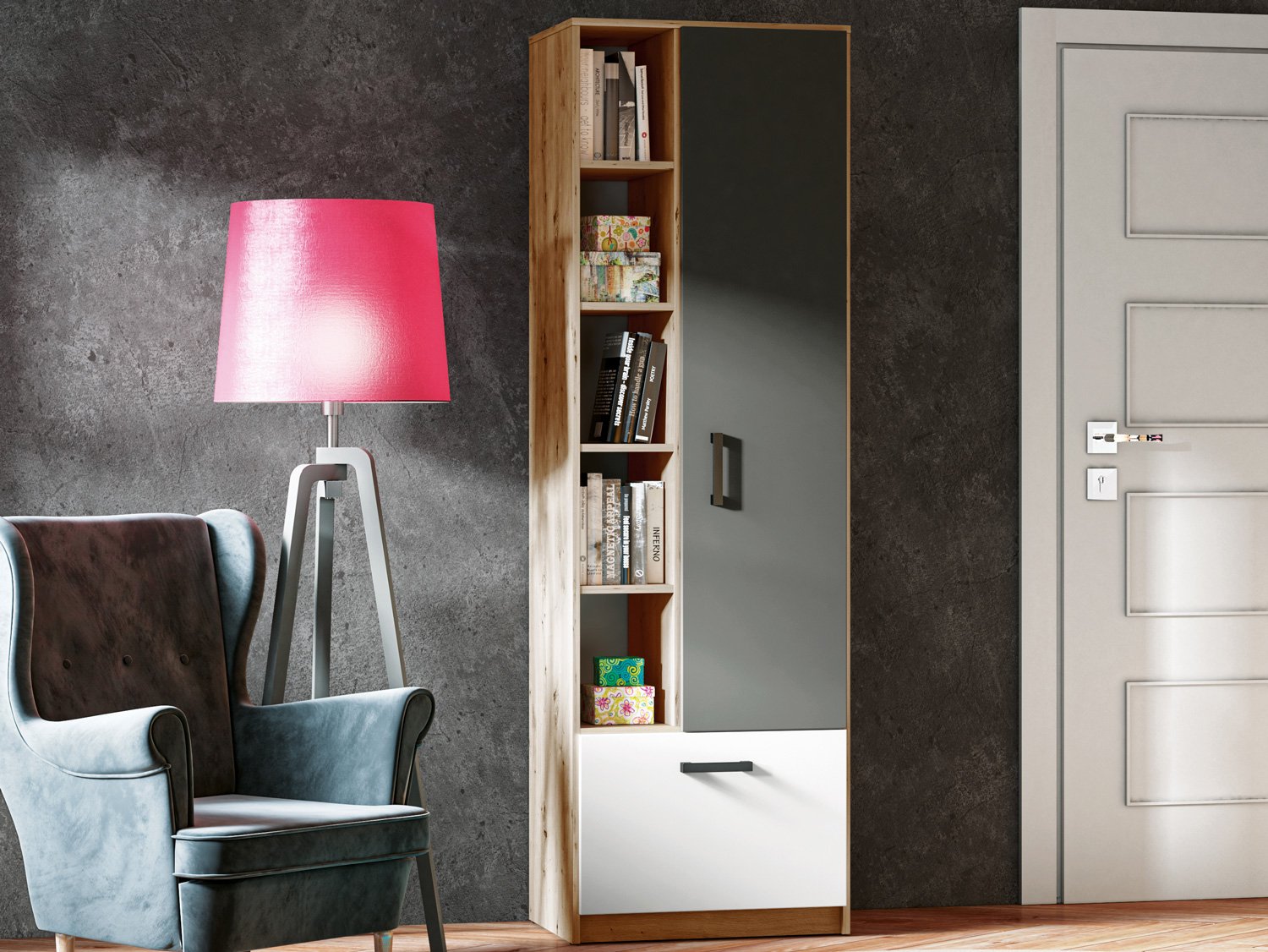 FINI 03 oak body / white front / anthracite insert - shelf - Image 8