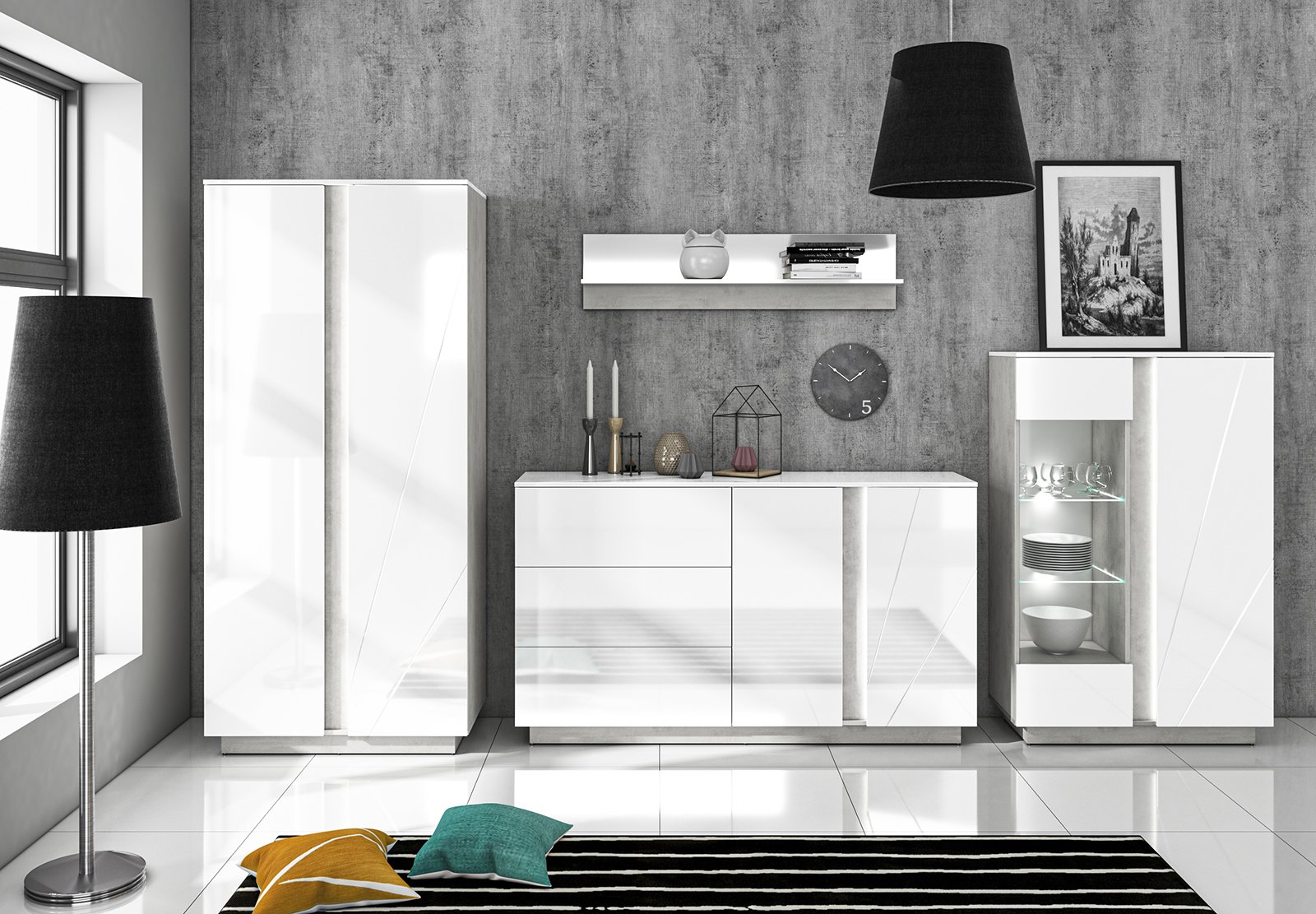 LUMENS 10 concrete silver/glossy white coffee table - Image 8