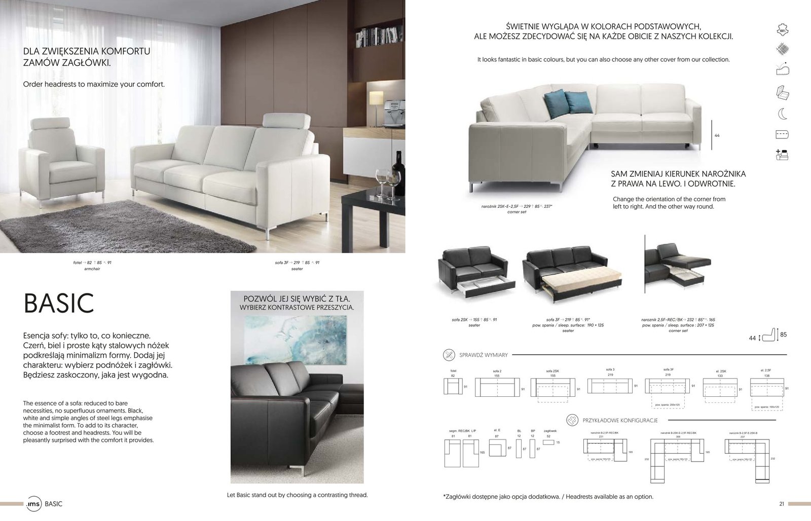 BASIC 2.5F-REC/BK Etap corner sofa - Image 13