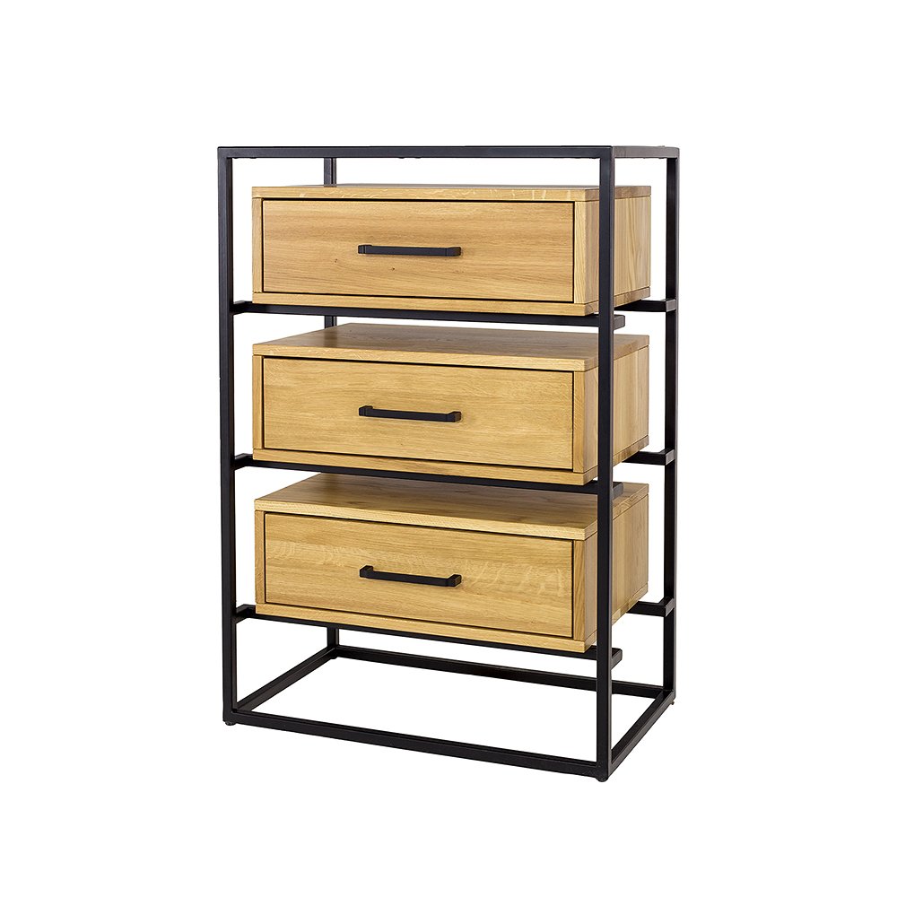 Metal and oak chest of drawers METAL KD370 natural oak