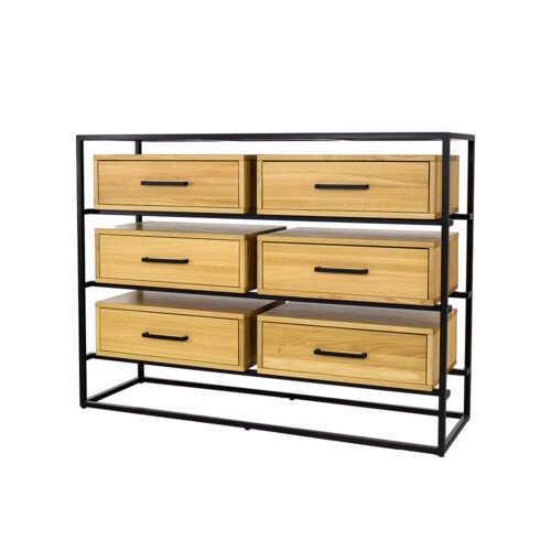 Metal and oak chest of drawers METAL KD371 cocoa oak