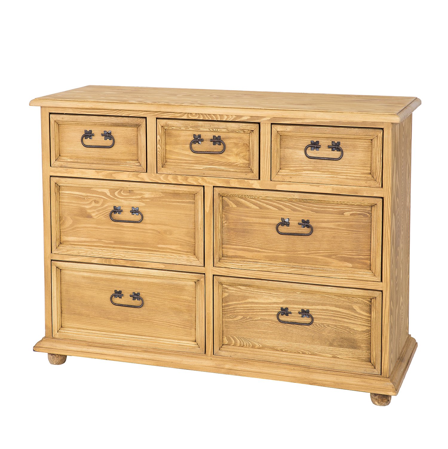 Pine chest of drawers RUSTIKAL KD810, pine, light wax