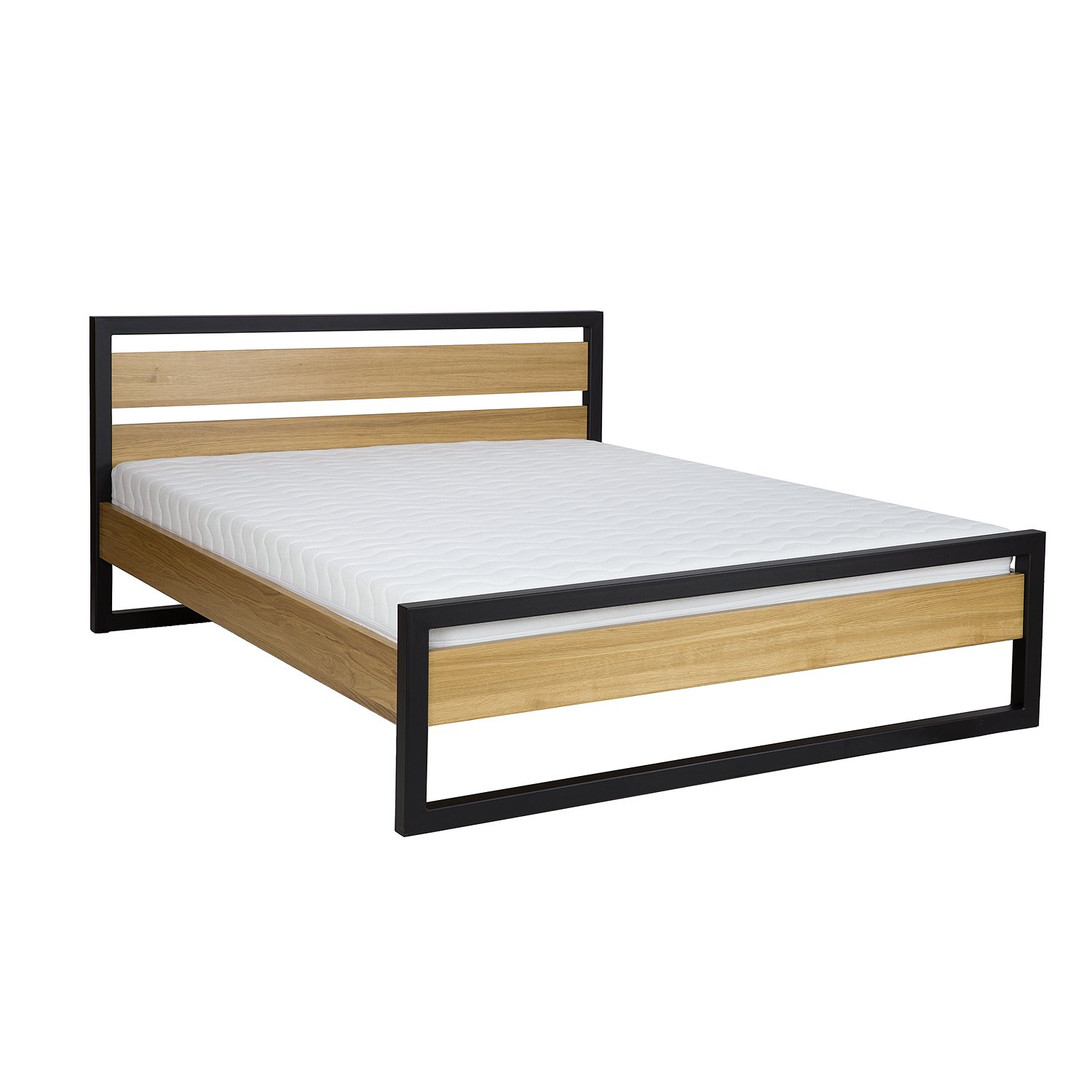 Metal and oak bed LK371 cocoa oak color