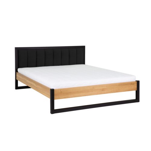 Metal and oak bed LK372 cocoa oak color