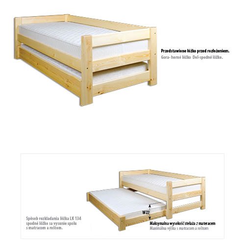 Pine bed LK134 natural pine