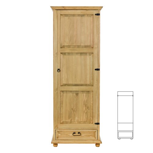 Pine wardrobe RUSTIKAL SF800 RIGHT, pine, bleached wax