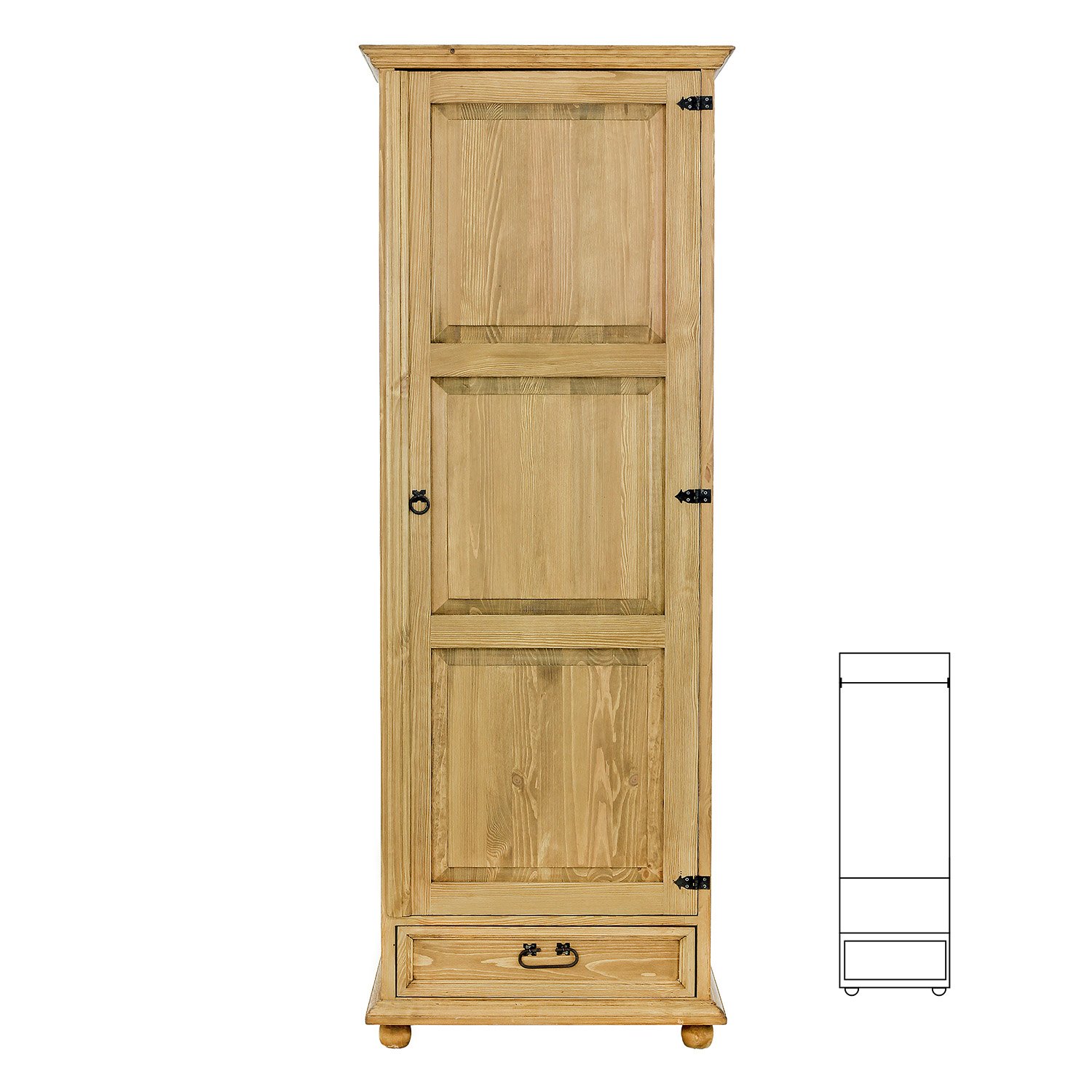 Pine wardrobe RUSTIKAL SF800 RIGHT pine dark wax color