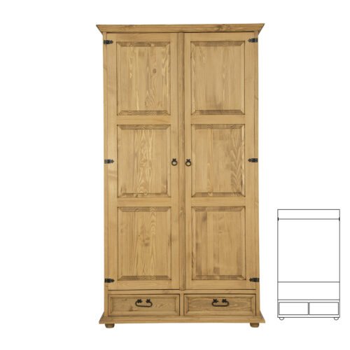 Pine wardrobe RUSTIKAL SF801 antique pine white