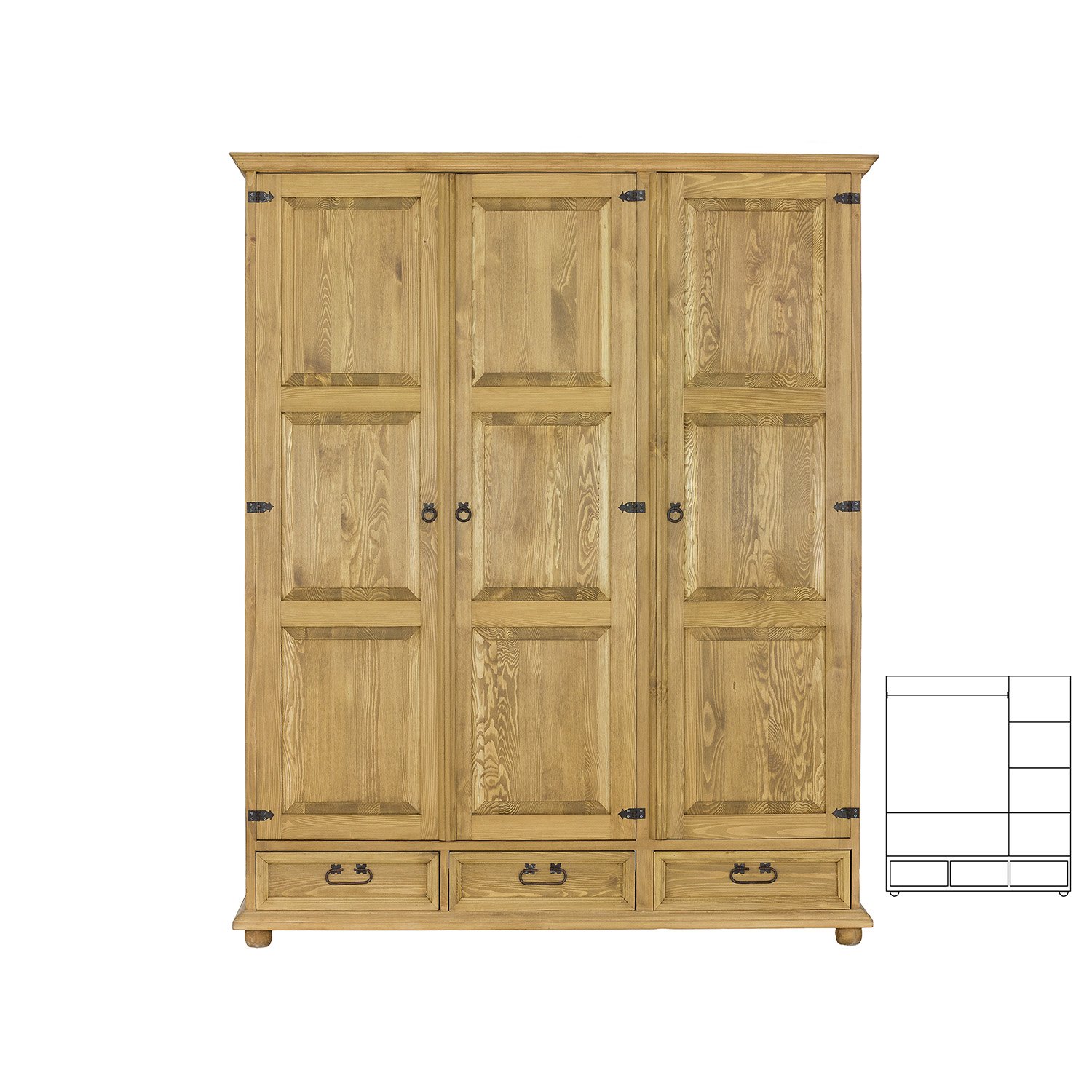 Pine wardrobe RUSTIKAL SF802/I, white pine, patina