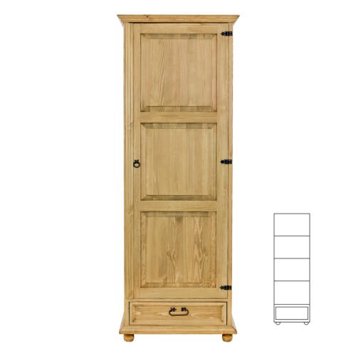 Pine wardrobe RUSTIKAL SF830 LEFT, pine brown wax