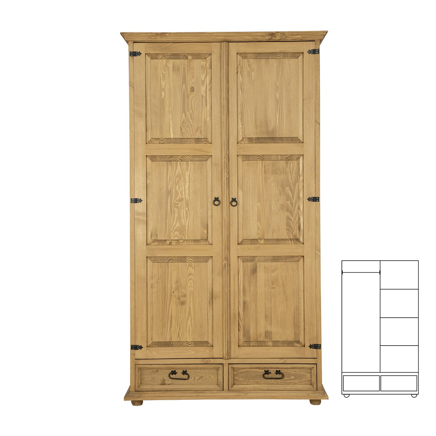 Pine wardrobe RUSTIKAL SF831 pine white wax