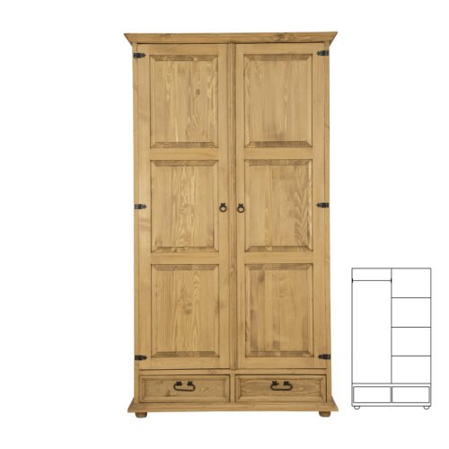 Pine wardrobe RUSTIKAL SF731 pine brown waxed