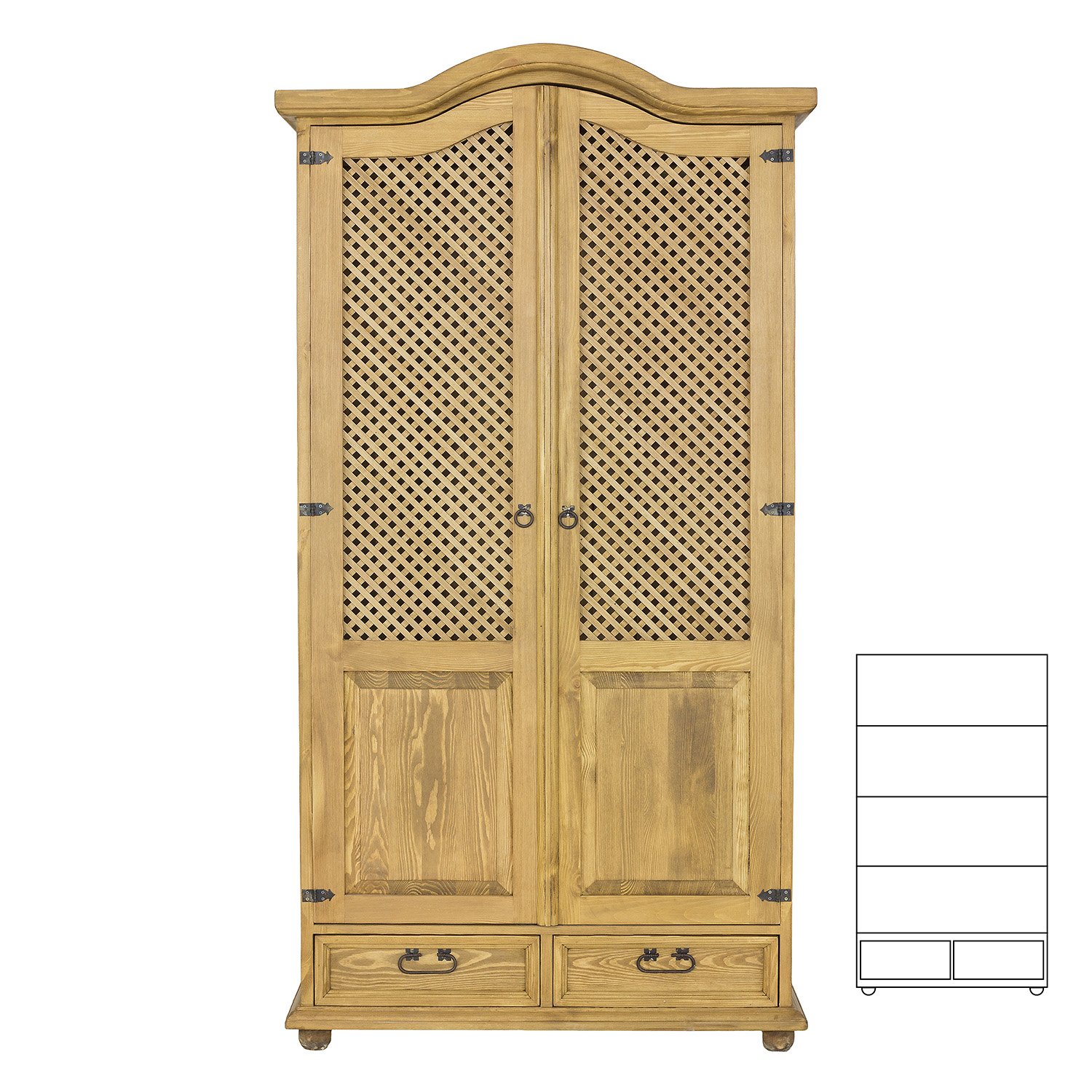 Pine wardrobe RUSTIKAL SF849 pine brown waxed