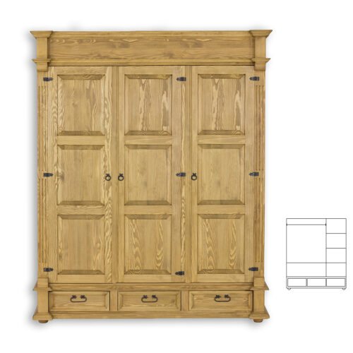 Pine wardrobe RUSTIKAL SF811/I antique pine white