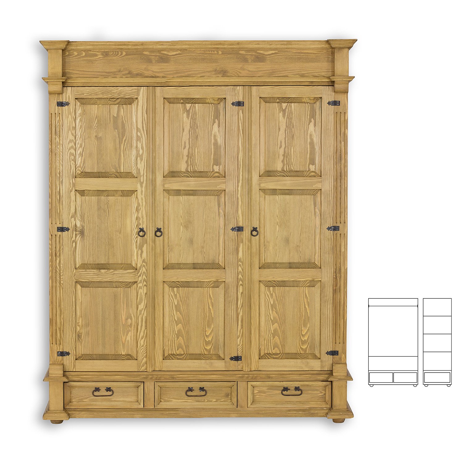 Pine wardrobe RUSTIKAL SF811/II light pine wax color