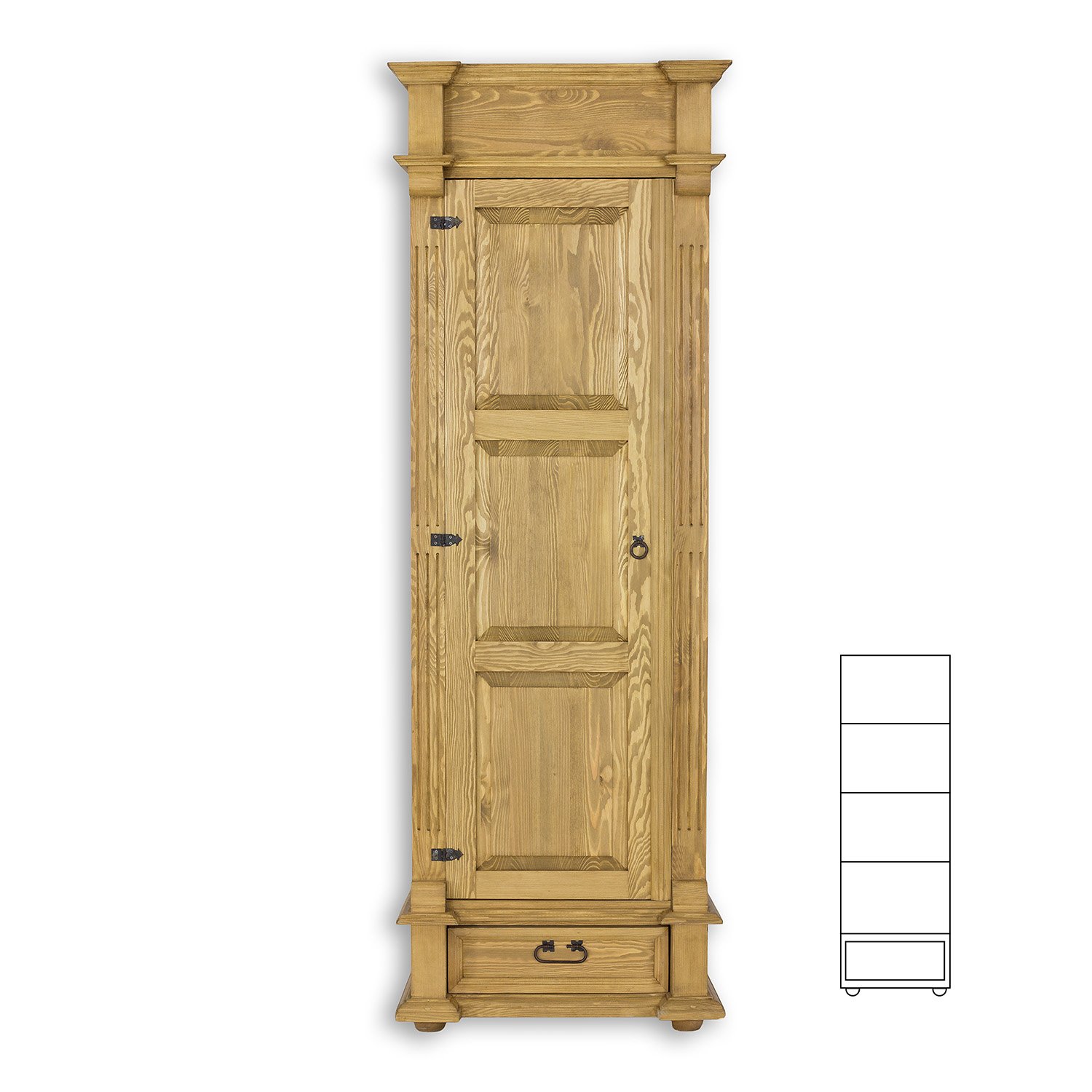 Pine wardrobe RUSTIKAL SF837 pine, clear wax