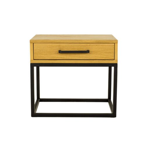 Metal and oak bedside table METAL SN370 cocoa oak color