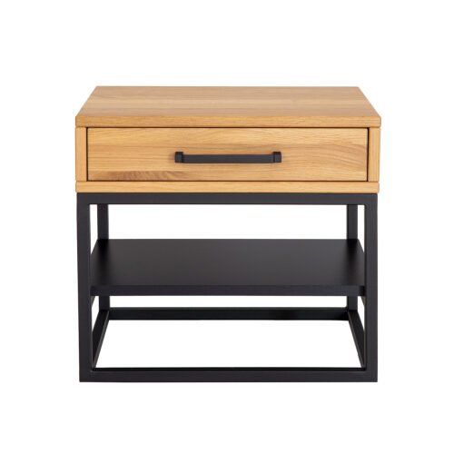 Metal and oak bedside table METAL SN372 cocoa oak color