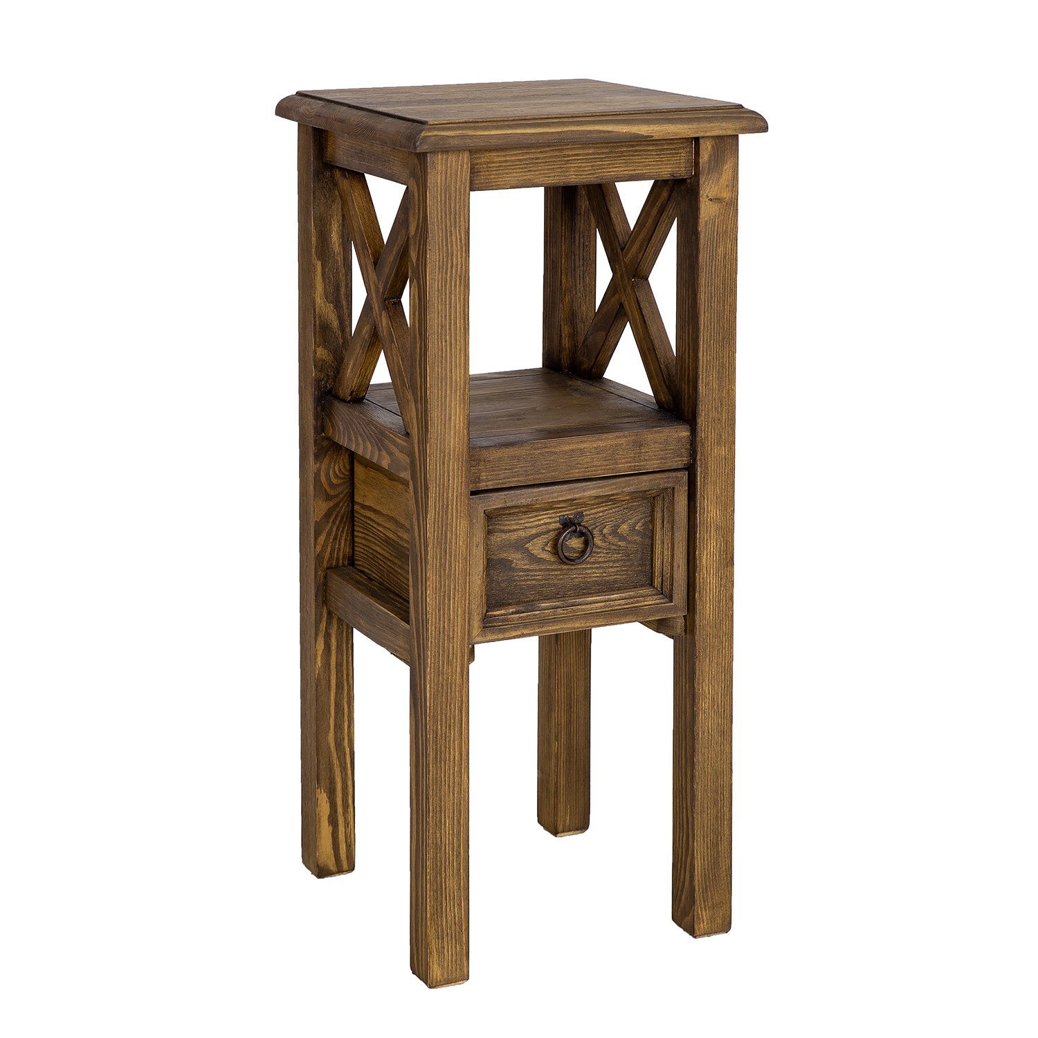 RUSTIKAL SN702 bedside table, aged pine, white - Image 8