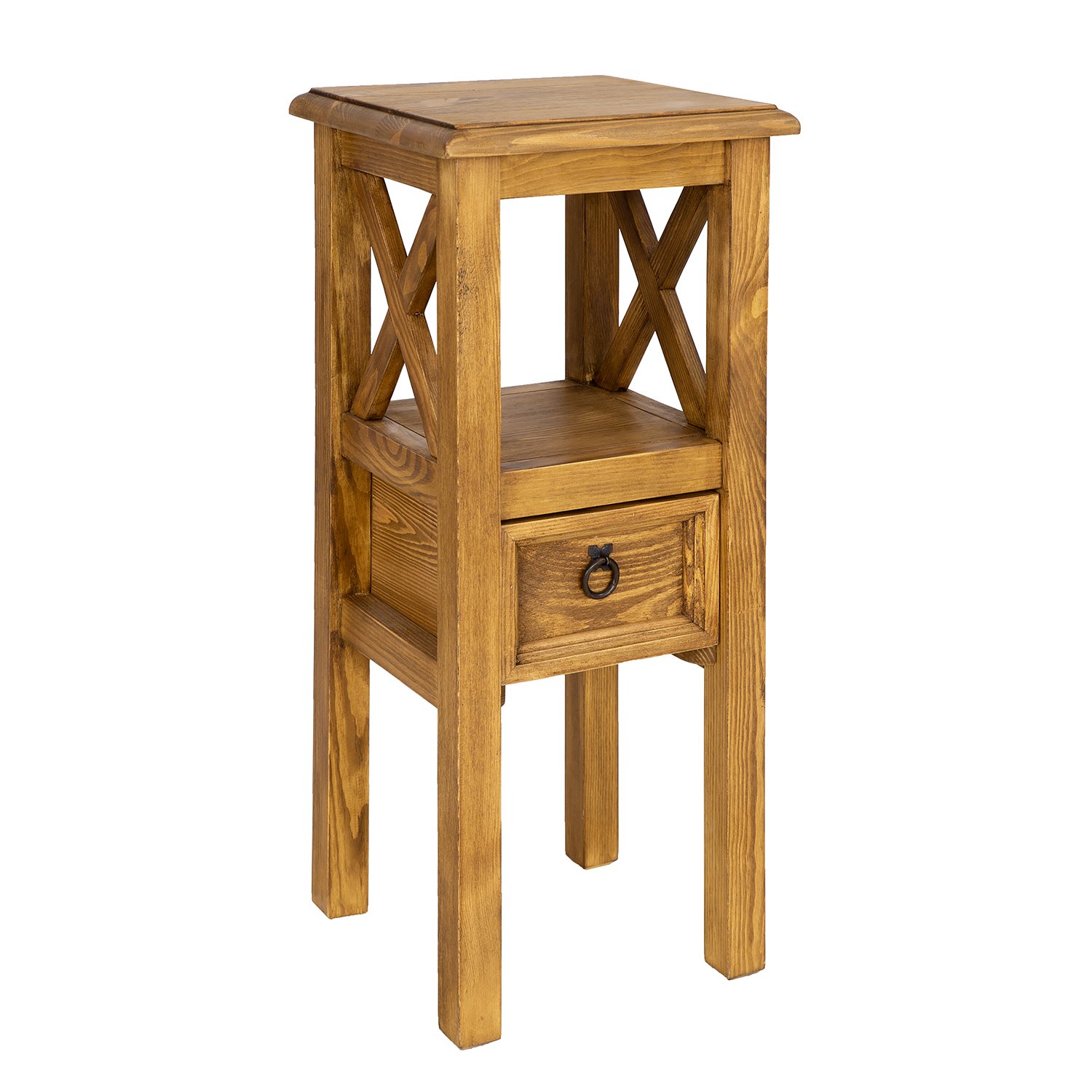 RUSTIKAL SN702 bedside table, aged pine, white - Image 5