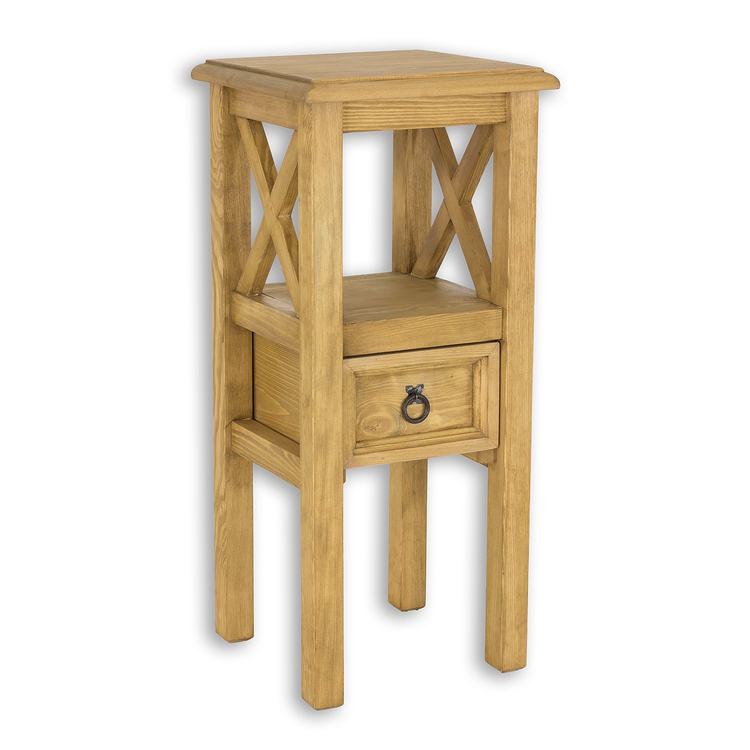 RUSTIKAL SN702 bedside table, aged pine, white - Image 3
