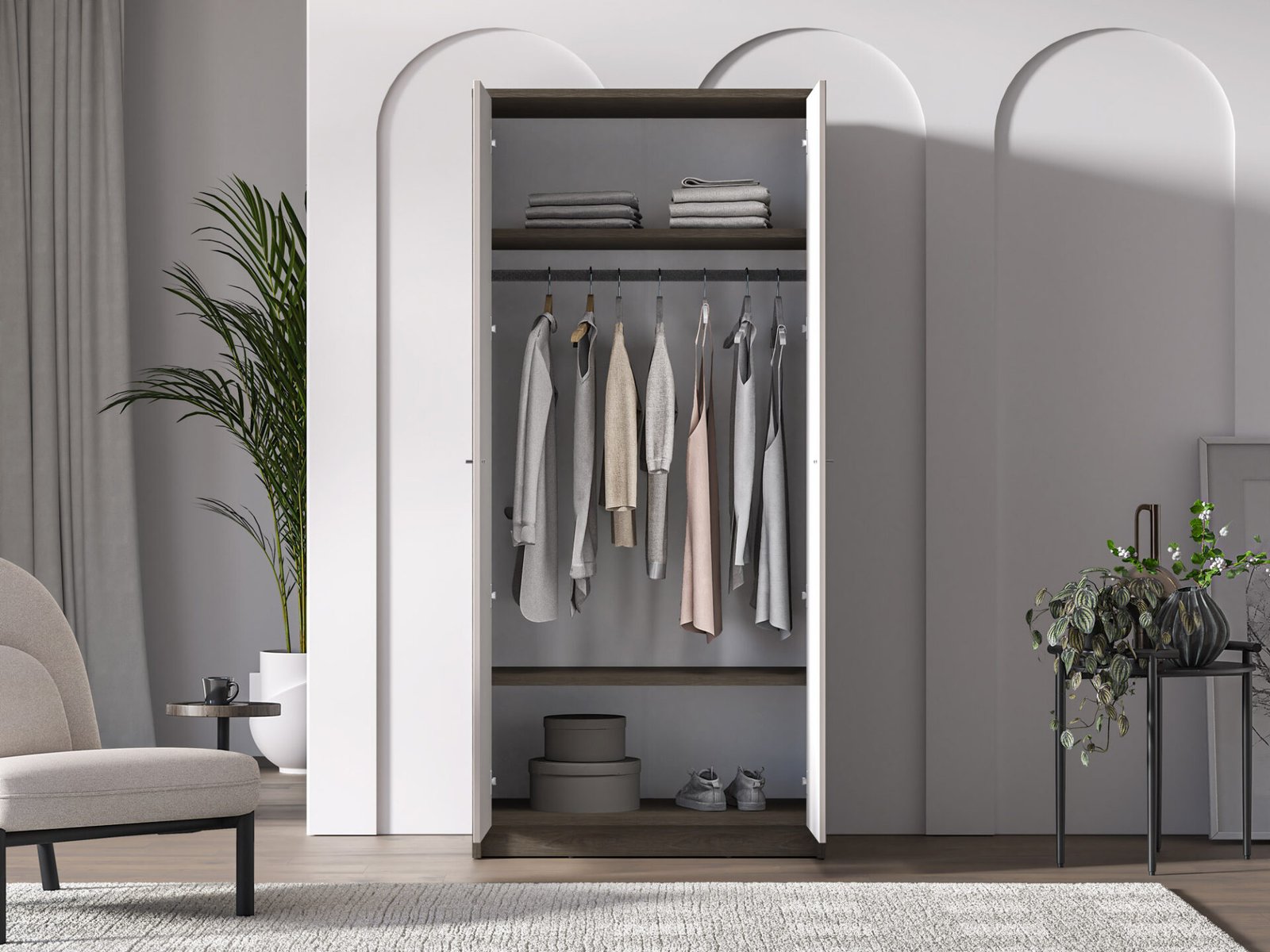 Avante 01 windmill oak / MDF cashmere glossy - 2D wardrobe - Image 4