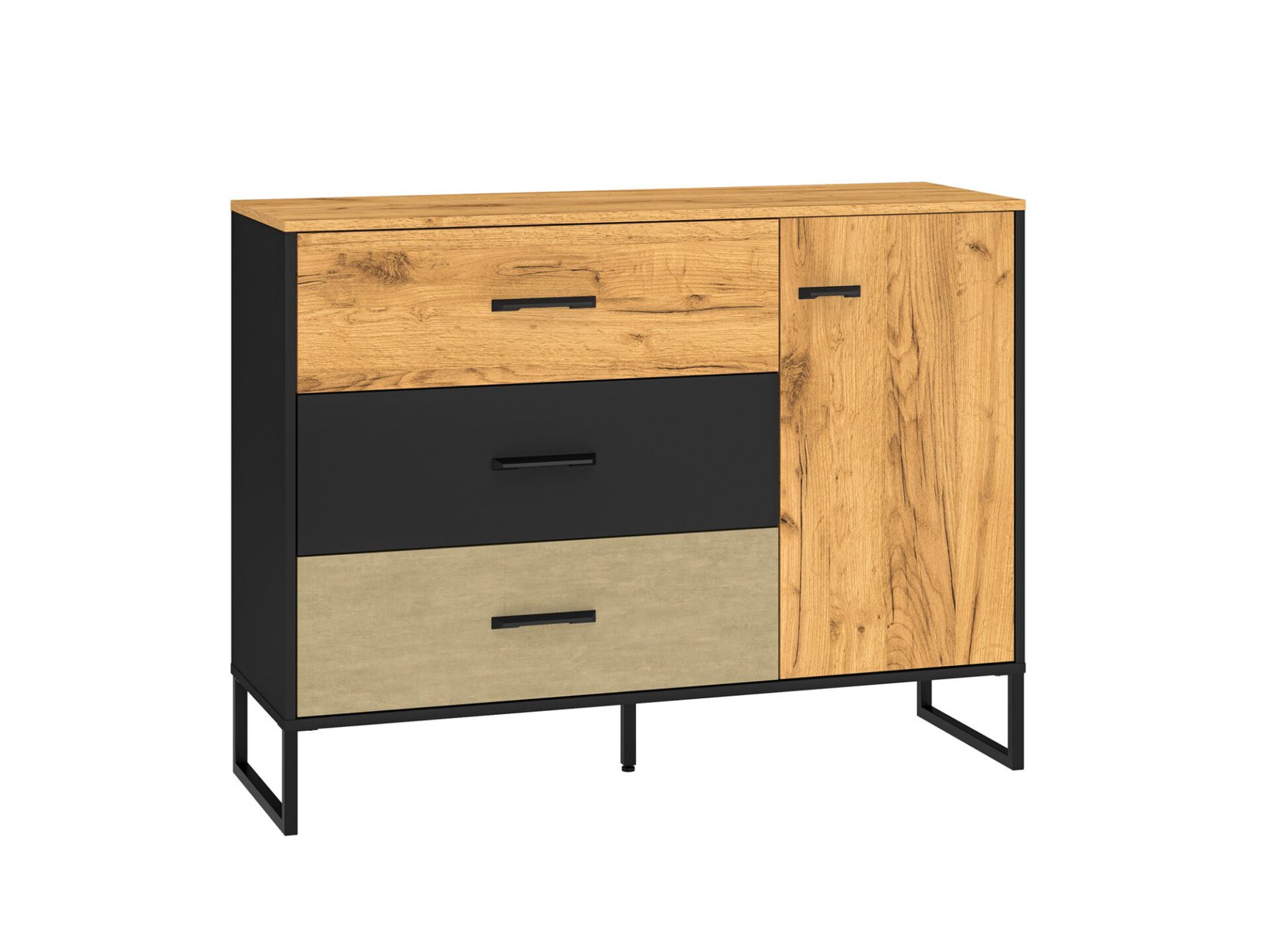 Colt 06 Gold Craft Oak/Black-Premium Steel Dresser - 1D3S