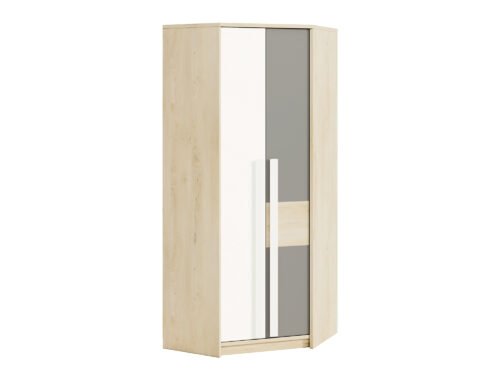 Drop 01-01 fjord beech white/platinum gray – corner wardrobe
