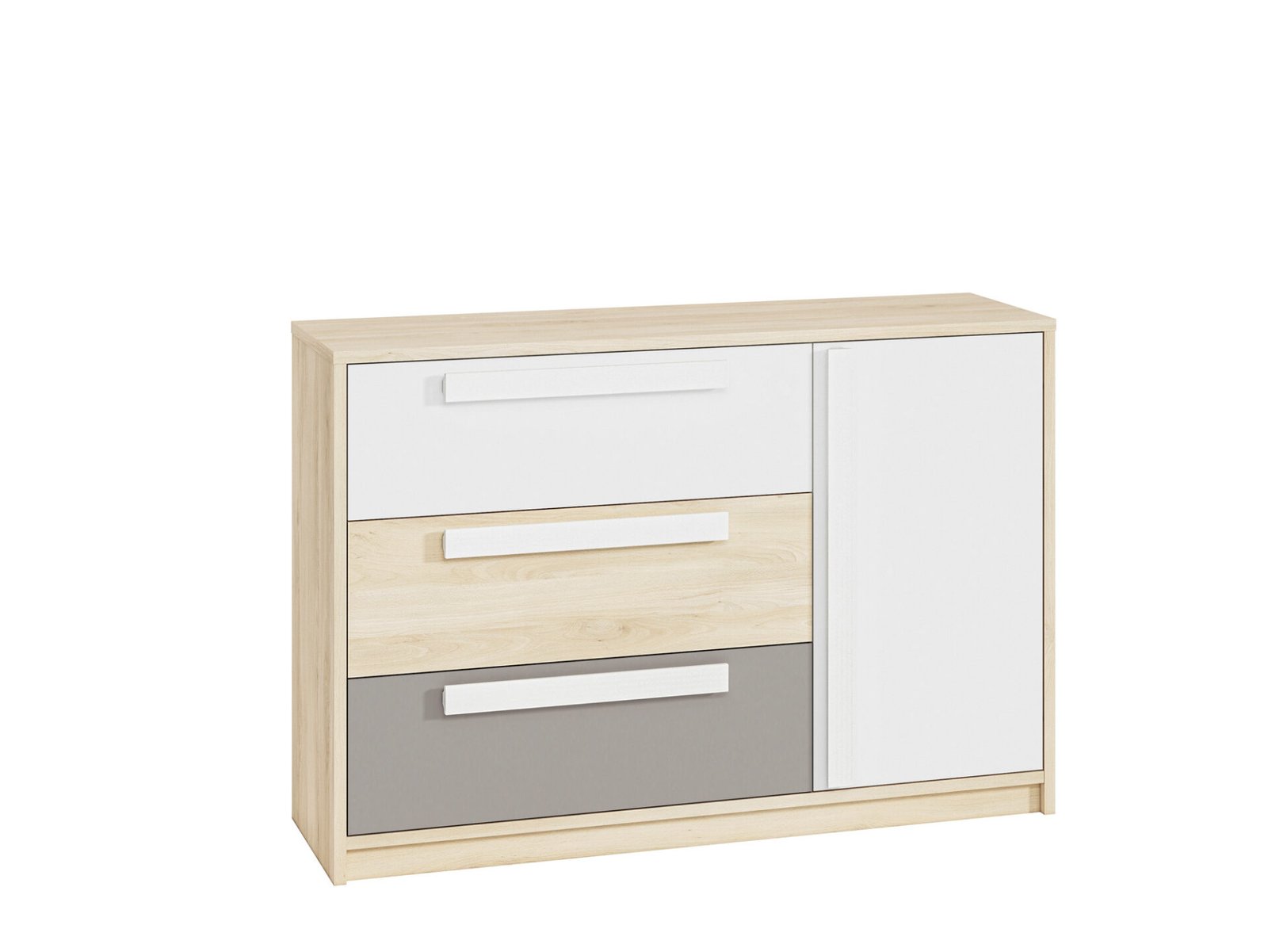 Drop 08-01 fjord beech white/platinum gray - chest of drawers