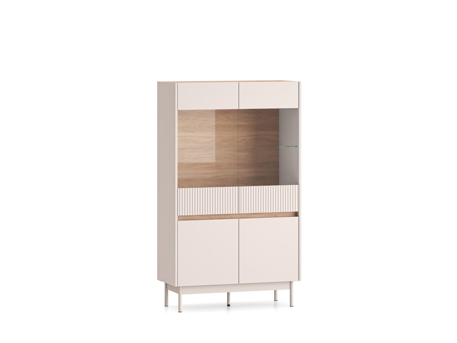 Dunea 03 cashmere / cremona oak torro - 2D2W display cabinet