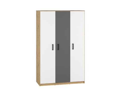 FINI 02 oak body / white front / anthracite insert – wardrobe