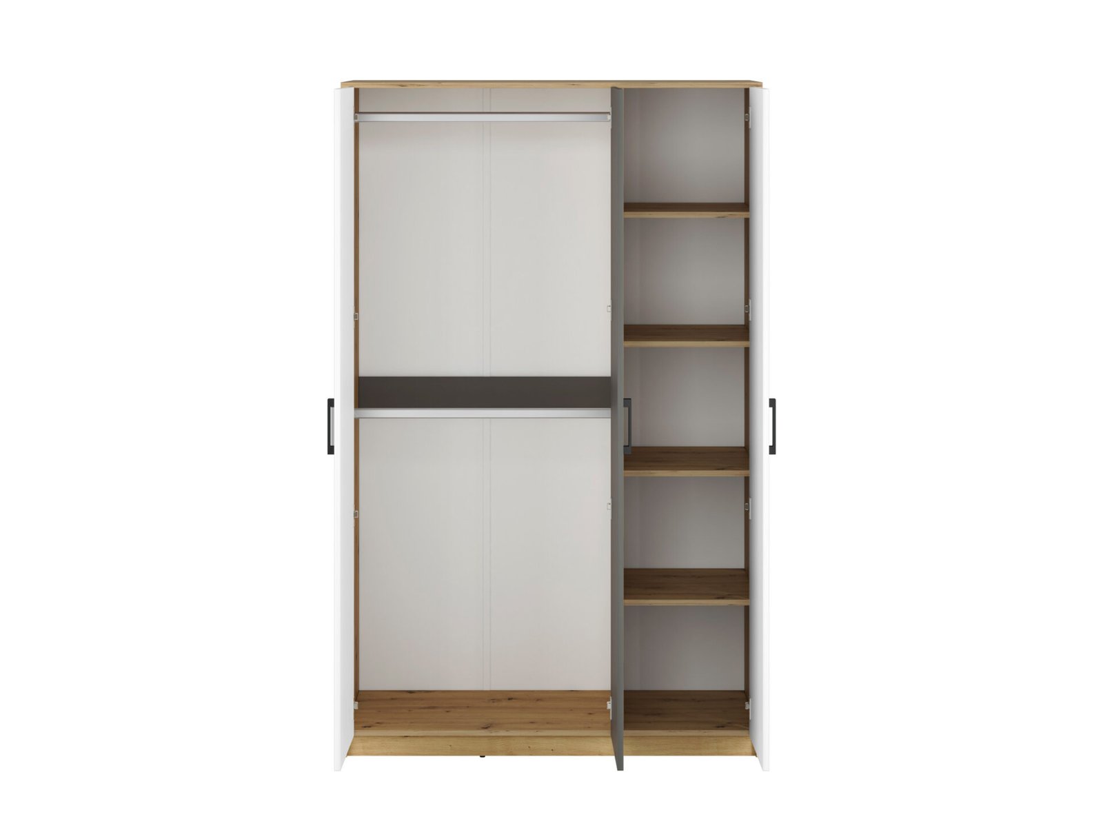 FINI 02 oak body / white front / anthracite insert – wardrobe - Image 4