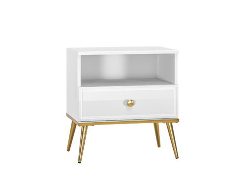 Goldin 07 Alpine white/Glossy white – Bedside table