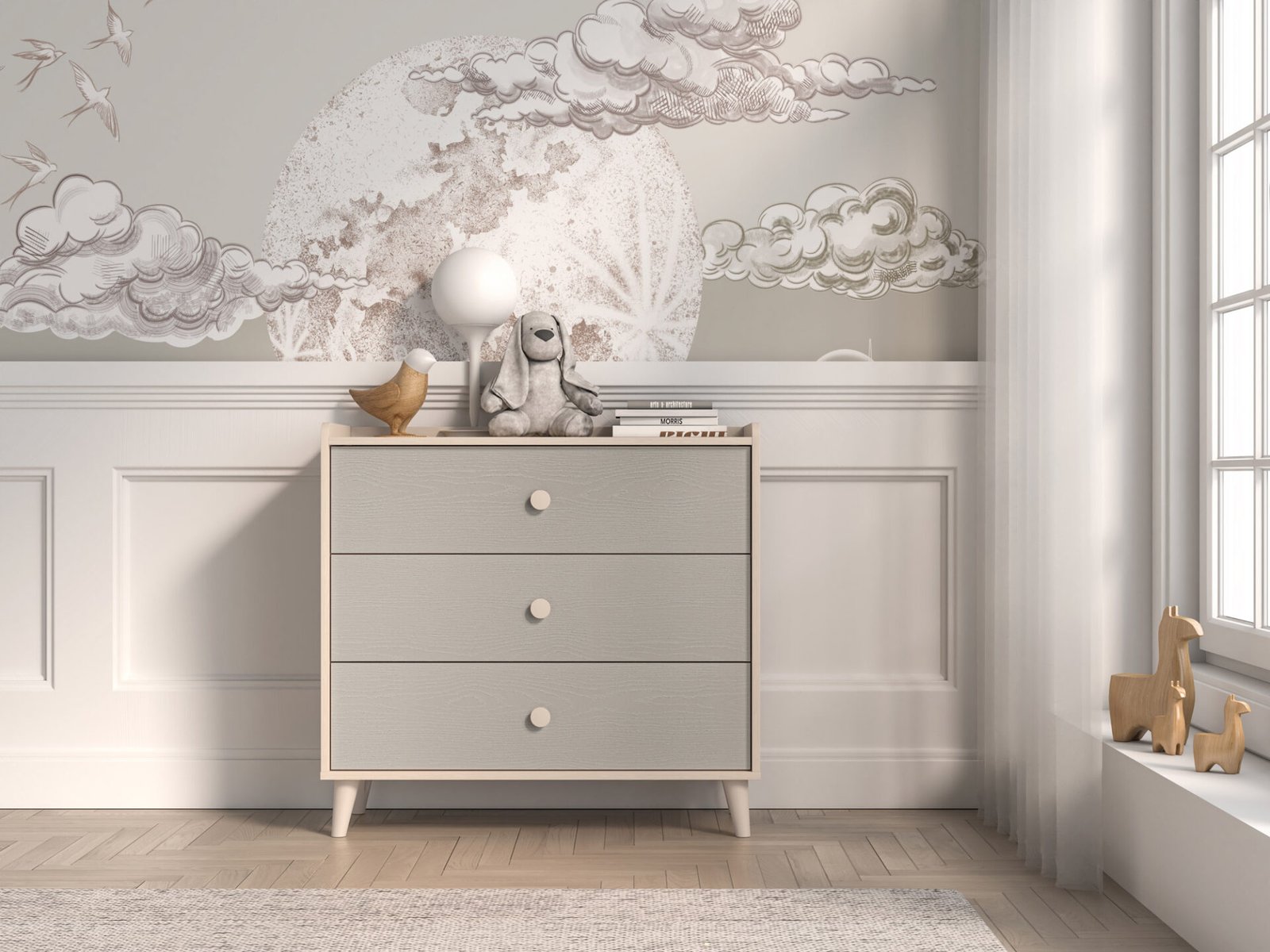 Mevel 06 Desert Sand/Palladium Grey - 3 Drawer Chest - Image 3